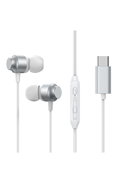 Joyroom Кабелни слушалки JR-EC 06, тип тапи, USB-C, 1.2 м, с микрофон и бутон...