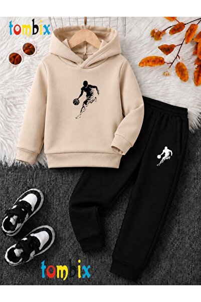 tombix Basketball Player Man Printed Thick Winter Hooded Bottom/Top Children'...