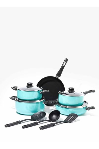 HERCULES Hercules 18 Piece Non-Stick Cookware Set in Light Green Color All Yo...