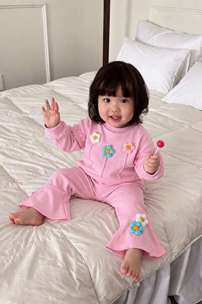 Minigimin Cicileri Knitted Floral Appliqué Spanish Style Girls' 2-Piece Set -...
