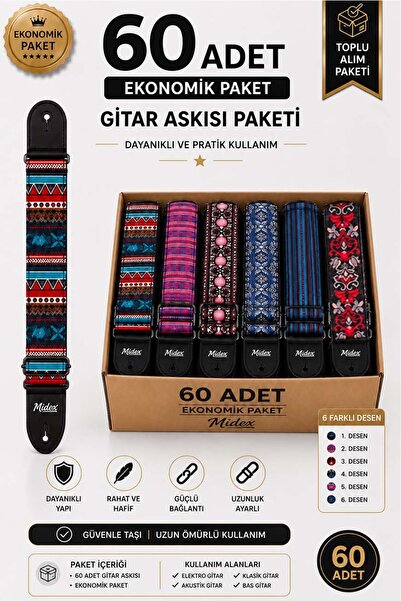 Midex Gsr-60X Special Design Patterned 60's Guitar Shoulder Strap Wholesale P...