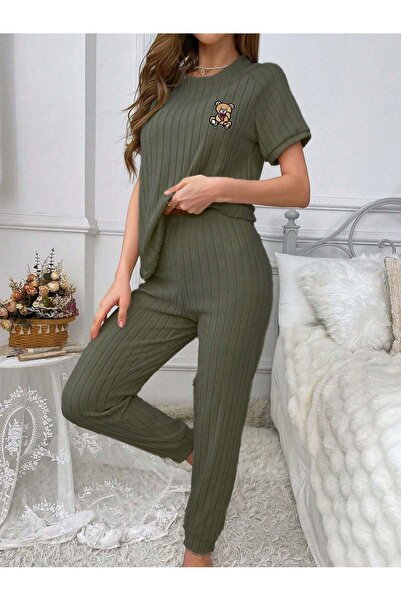 Sheya Set de pijamale, kaki - S