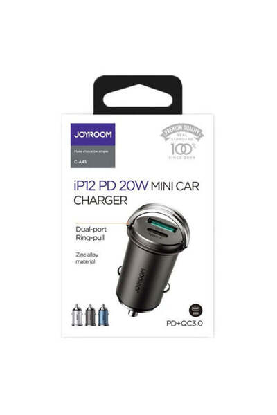 Joyroom Car Charger C-A 45, Mini, 20 W, 1 xUSB-C, 1 xUSB-A, PD, QC 3.0, Ring-...