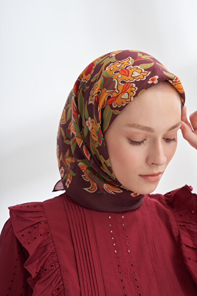 ARMANDA وشاح ANATOLIAN BLOOM DESEN THE TENCEL EDIT - أحمر داكن