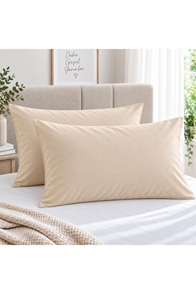 Seralay Home Bej Renk 2 li Yastık Kılıfı Fermuarlı