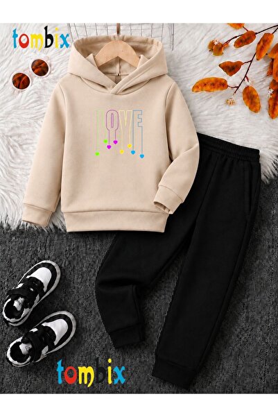 tombix Love Colorful Heart Printed Thick Winter Hooded Bottom/Top Children's ...