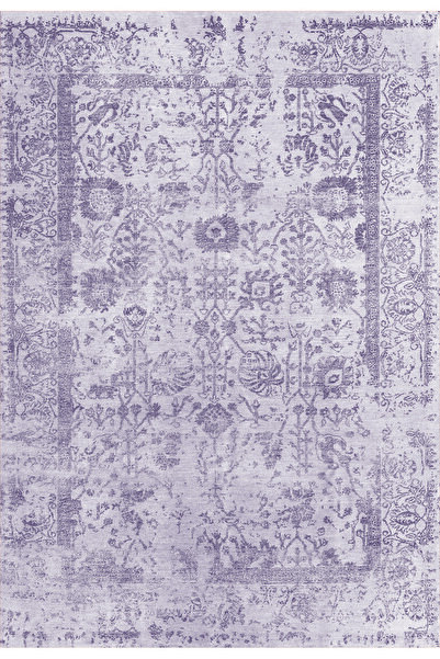 SARAZ HALI Vintage Pembe Eskitme Şönil Halı Kaymaz Taban Yıkanabilir Salon Ot...