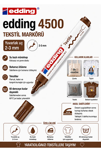 Edding Tekstil Kumaş Kalemi Kahverengi