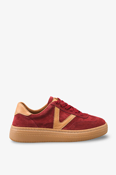 İNNABUTİKK Emale Women's Genuine Leather Sneaker Sports Shoes - Burgundy Suede
