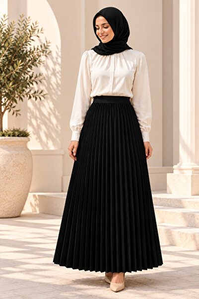 Beyome Women's Pleated Skirt 38-40-42-44-46-48-50-52 Size Compatible Elastic ...