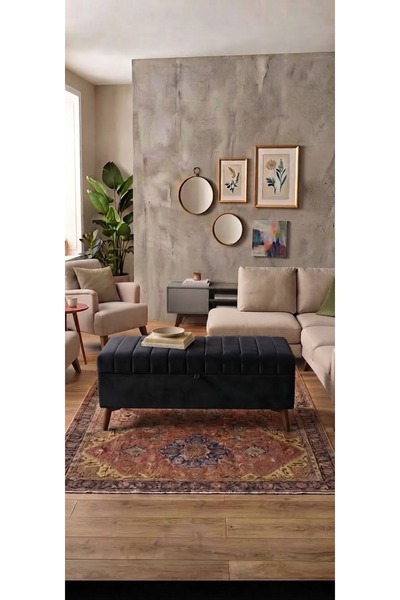 yuse aksu CİZGİ KAPİTONE SANDIKLI PUF 120X40X45