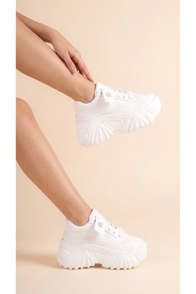 Moda Lime Lace-Up High Sole Skin Casual Women's Mesh Sneaker Sports Shoes