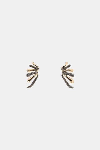 My Joyas Design Zr Model Black & White Stone Ear Cuff Earrings