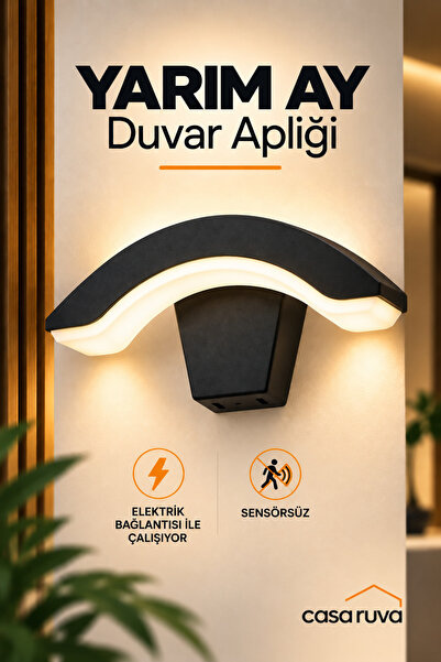 CASA RUVA Yarım Ay Led Duvar Apliği 10W 1800 LM 3200K Sıcak Sensörsüz Modern ...