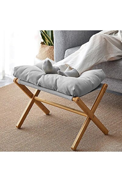 DURKU Folding Upholstered Footrest Stool, Small Accent Ottoman with Thick Cot...