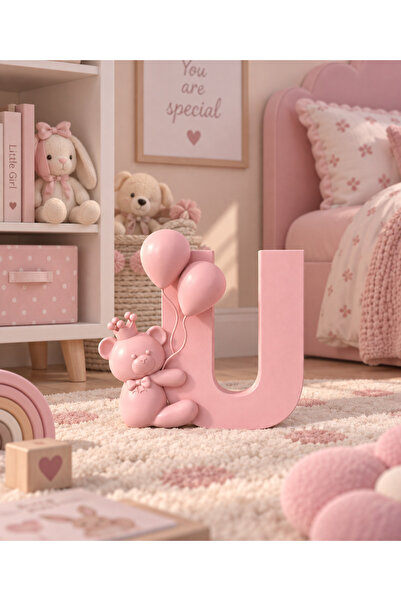 Kafs Store Ayıcıklı Balonlu Dekoratif Harf 15 cm – Bebek ve Çocuk Odası Süsü
