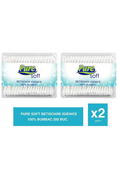 Pure Μαλακά – 100% Βαμβακερά Μπατονέτες – 200 τεμάχια x 2 Συσκευασίες