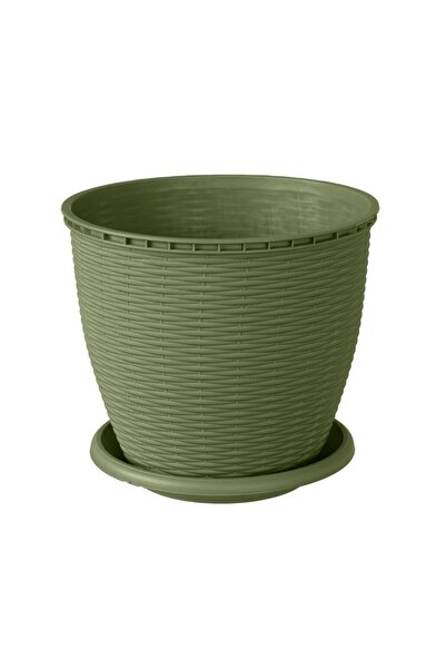 OEM Plastic pot, Critex, with saucer, green, D 29.5 cm