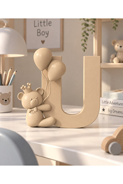 Kafs Store Ayıcıklı Balonlu Dekoratif Harf 15 cm – Bebek ve Çocuk Odası Süsü