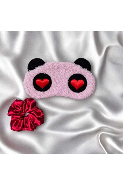 diclecollection Pink Heart Plush Panda Sleeping Band and Red Satin Buckle, Tr...