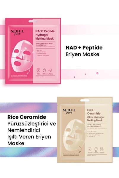 Dermal Seoul Face NAD+ Peptid Hidrojel Nemlendirici Eriyen Maske ve Pirinç Er...