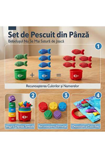 SMANIA Joc Montessori de pescuit și sortare pentru copii mici HookaPlay