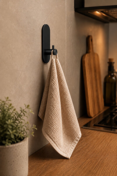 ARNESE HOME Modern Tekli Mat Siyah Paslanmaz Çelik Yapışkanlı Askı-Havlu & Ak...