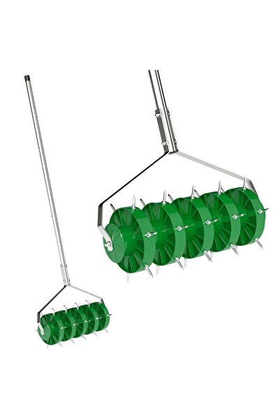 Generic Brand Aerator de gazon, lățime 45 cm, aerator de gazon manual cu 30 d...
