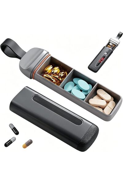 Bukela Portable Pill Organizer, Mini Travel Pill Case with 3 Compartments, Tr...