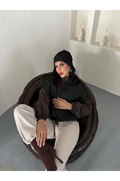 Enez Women's Hand-Knitted Look Beanie & Shoulder Shawl Scarf Set
