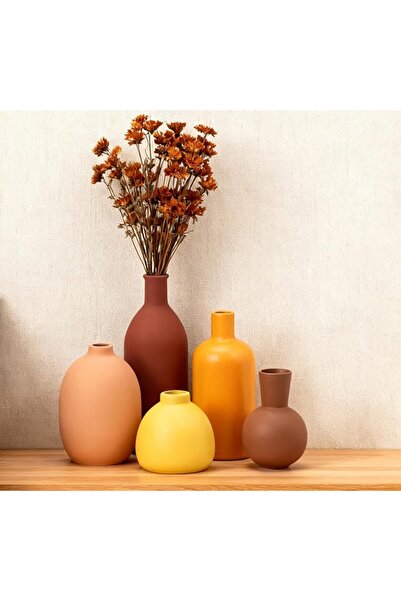 VaseTopia Ceramic Vase Set of 5, Small Flower Vase for Home Decor, Pampas Gra...