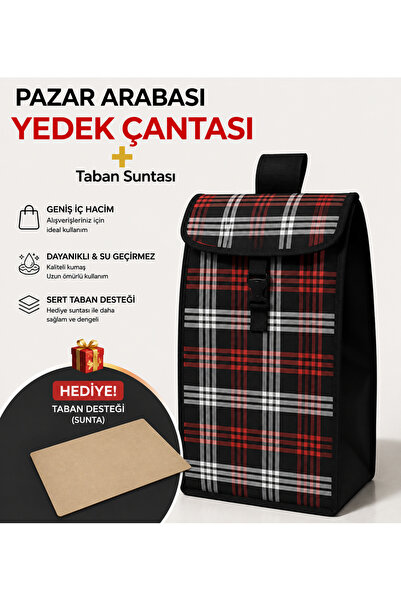 Pazar Arabası Yedek Çantası Taban Suntası Hediye Tela Kalın Kumaş Olan Model