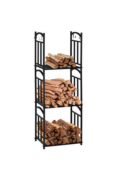 Generic Brand Suport de lemne de foc pentru interior, 46 x 32 x 126 cm, 3 niv...