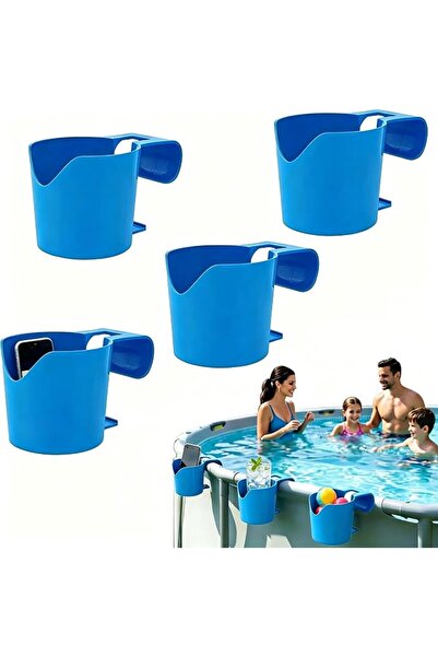 GENERAL 4PCS Poolside Cup Holders for Above Ground Pools, PP Plastic Hanging ...