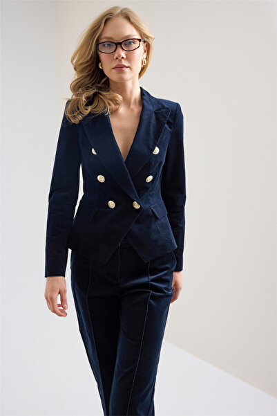 HomeStore Crop Kadife Blazer Ceket