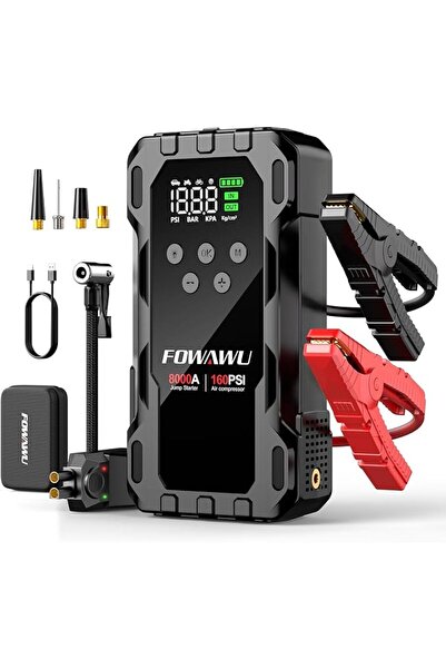 FOWAWU Car Jump Starter with Air Compressor, 8000A Battery Booster