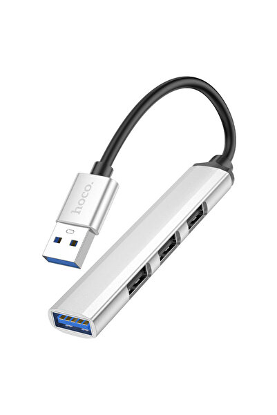 Hoco Adaptor de transfer OTG HB 26, USB-C la USB-A 3.0, 3 x USB-A 2.0 - Argintiu