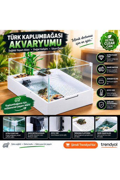 Sobo kaplumbağa bahçesi ultra clear camlı motorlu 50*30*25