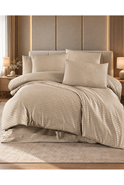 Çift Kişilik Pamuk Saten Lastikli Çarşaflı Nevresim Takımı 200x220 cm – 4 Parça