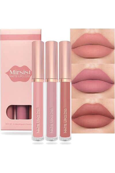ALMEKAQUZ 3PCS Nude Matte Lipstick Set, Lip Gloss Set Liquid Lipsticks, Long ...