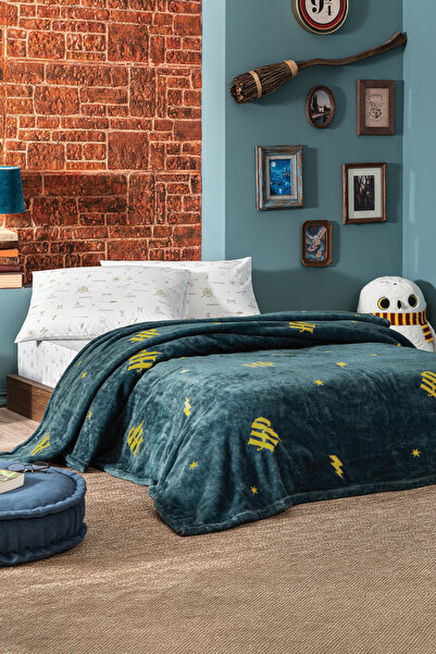 Puffy Harry Potter Lightning Çift Kişilik Wellsoft Battaniye - Petrol
