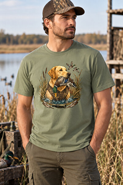 WİDİ Ανδρικό μπλουζάκι με στάμπα Labrador Duck Hunt – Κοντομάνικο μπλουζάκι μ...