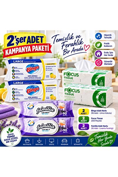 Focus PEÇETE, ISLAK TEM.HAVLUSU VE ISLAK MENDİL SET