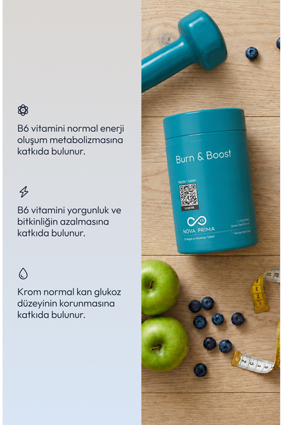 Nova Prima Burn & Boost L-Karnitin, Yeşil Çay EGCG & Krom Pikolinat 30 Kapsül