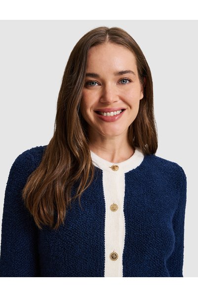 Pierre Cardin Navy Blue Crop Top Knitwear Cardigan 50331278-Vr033