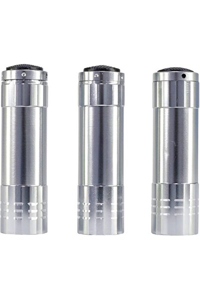Lawazim LED Metallic Finish Flashlight - 3 Piece 7.5x8.5x2.5centimeter Silver...
