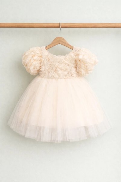 Little Ya Ya Love Girl's Rose Top and Rose Bottom Tulle Detailed Bow Dress