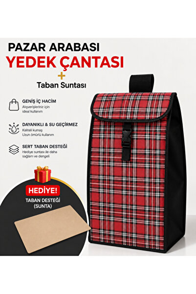 Pazar Arabası Yedek Çantası Taban Suntası Hediye Tela Kalın Kumaş Olan Model