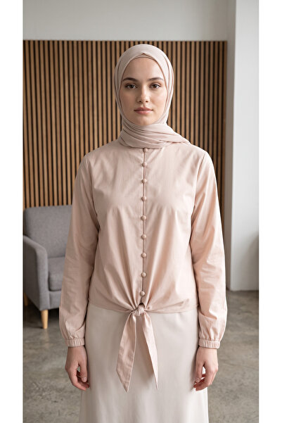 3B Stil Buttoned Shirt with Tieable Skirt, Elastic Waist and Sleeves