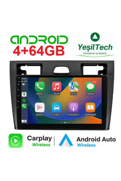 EXVOL FİESTA 2005-2008 ANDROİD 4GB/64GB MULTİMEDYA CARPLAYLİ 9 İNC HD IPS EKR...
